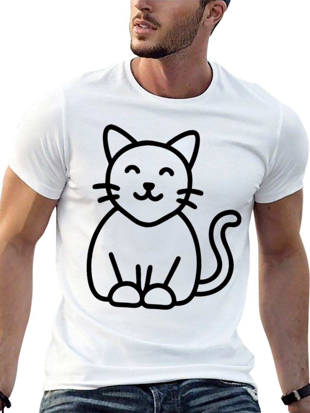 Cute Cat Graphic T-Shirt - Black