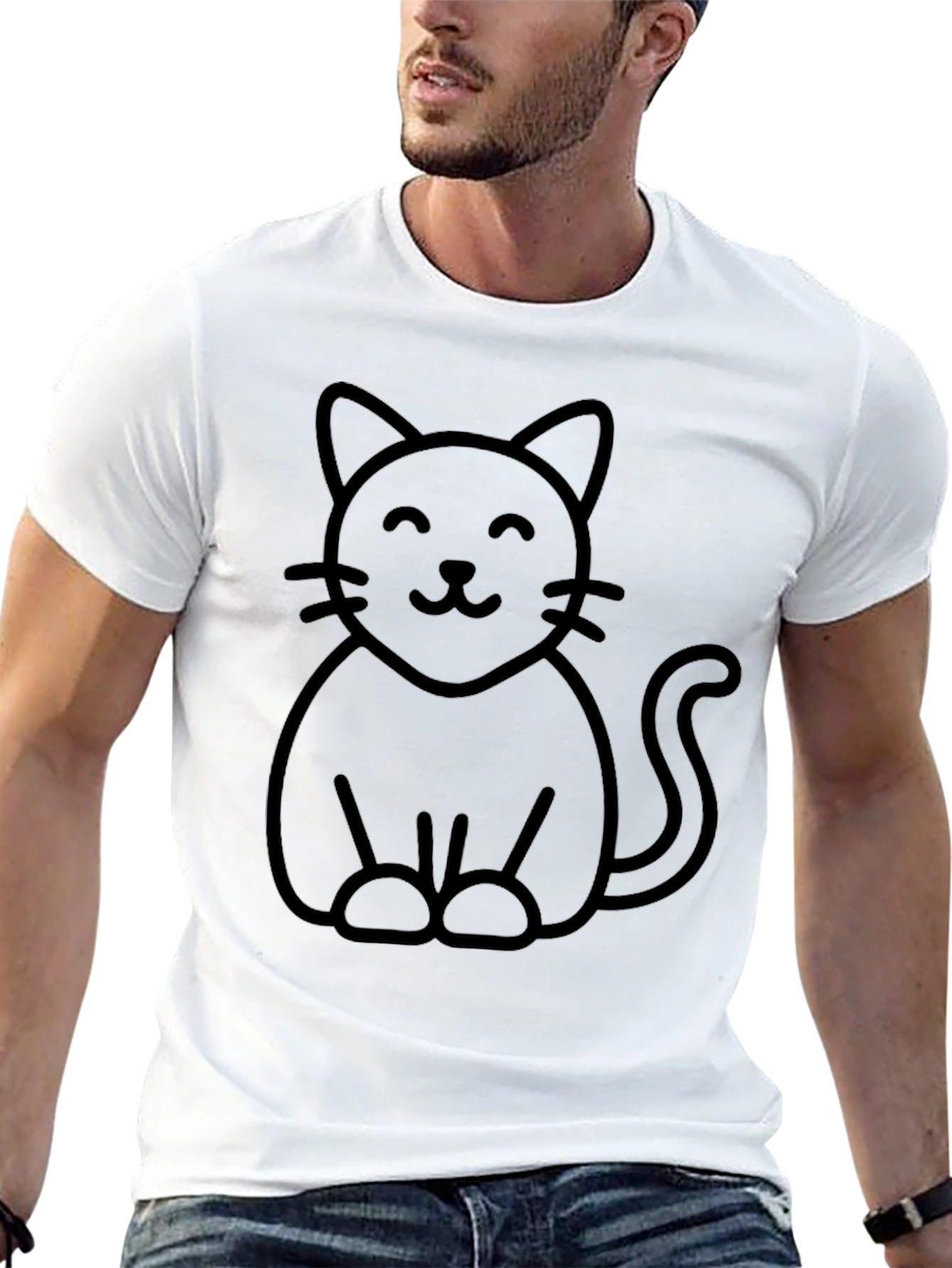Cute Cat Graphic T-Shirt - Black