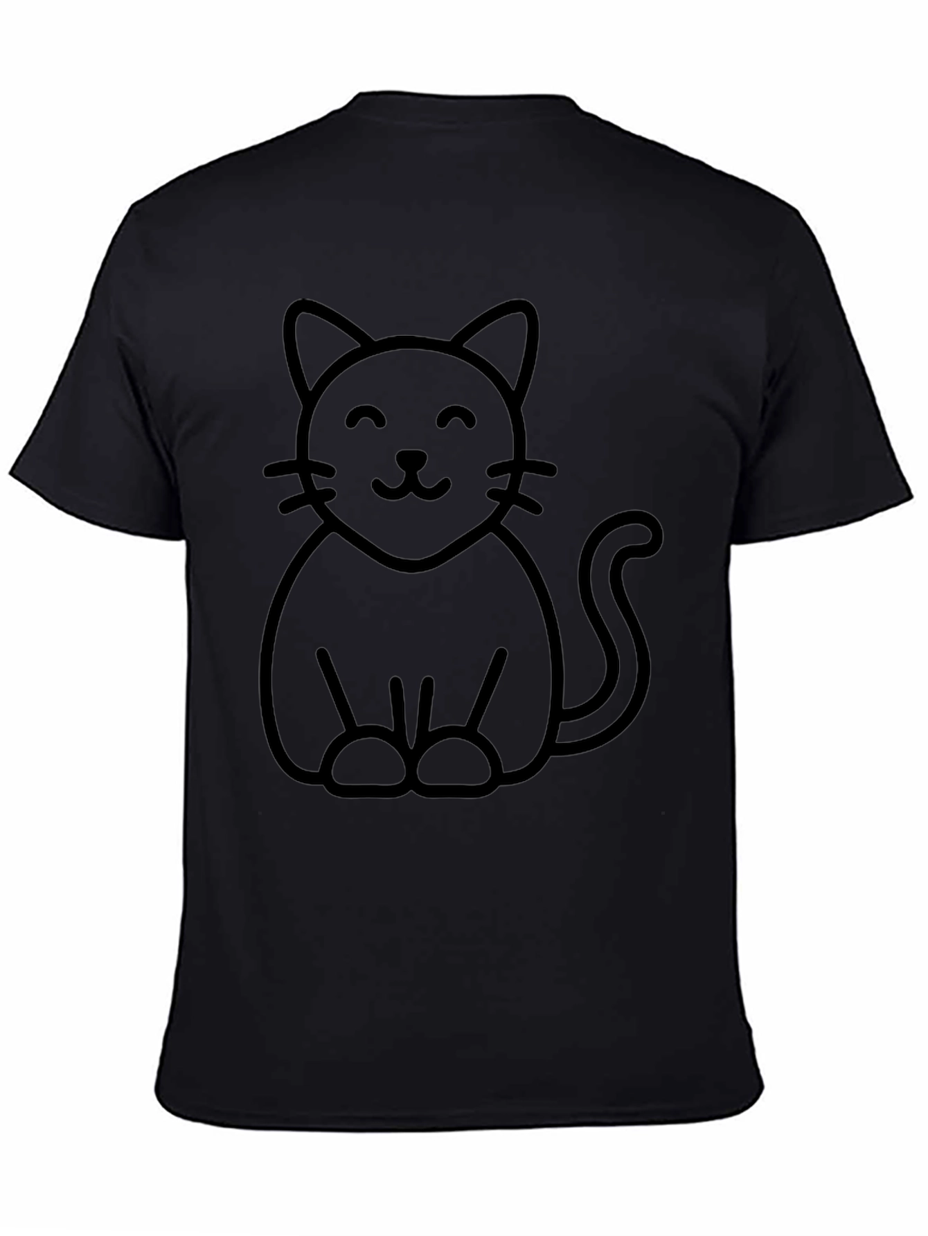Cute Cat Graphic T-Shirt - Black