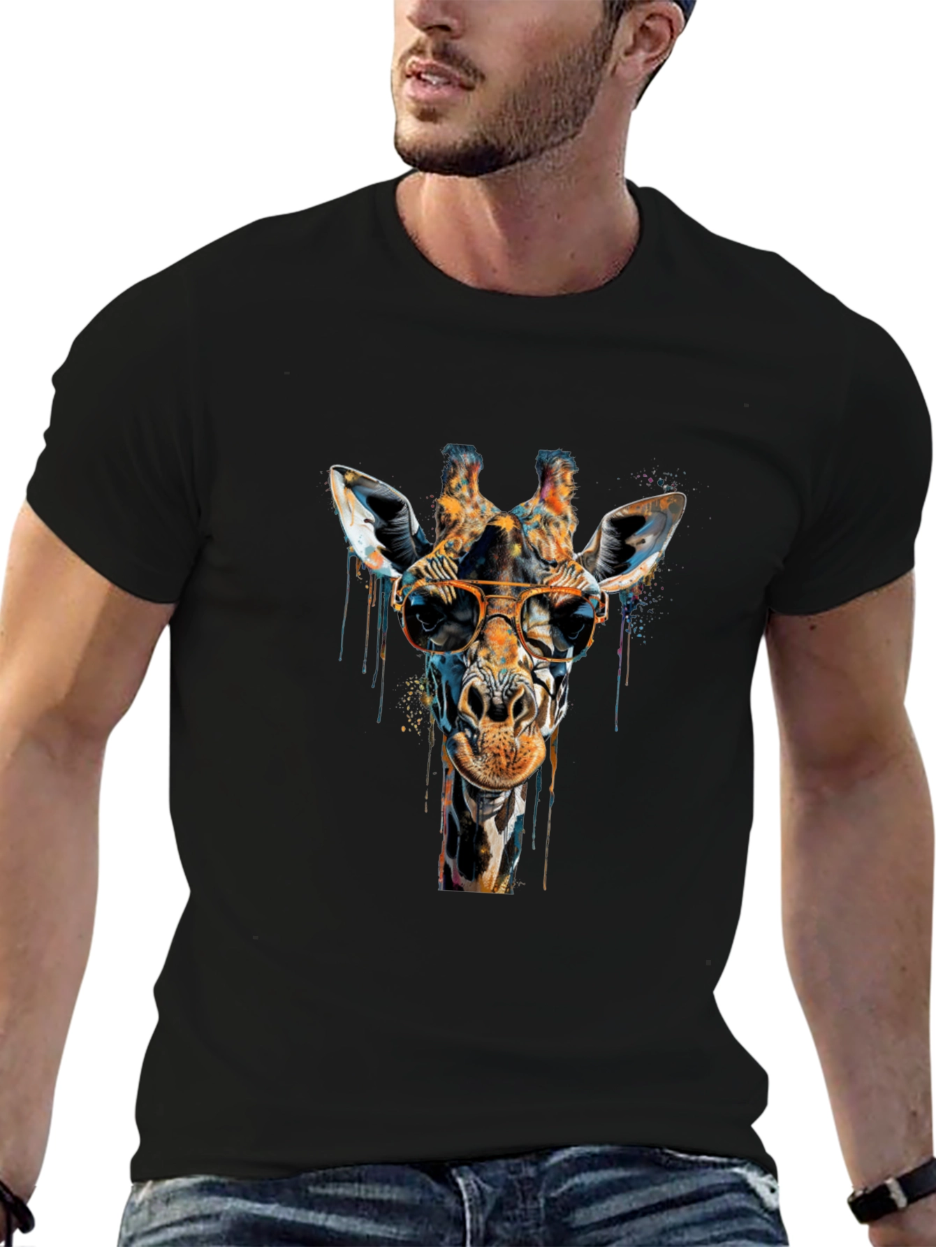 Cool Giraffe Graphic Tee - Unisex Black T-Shirt
