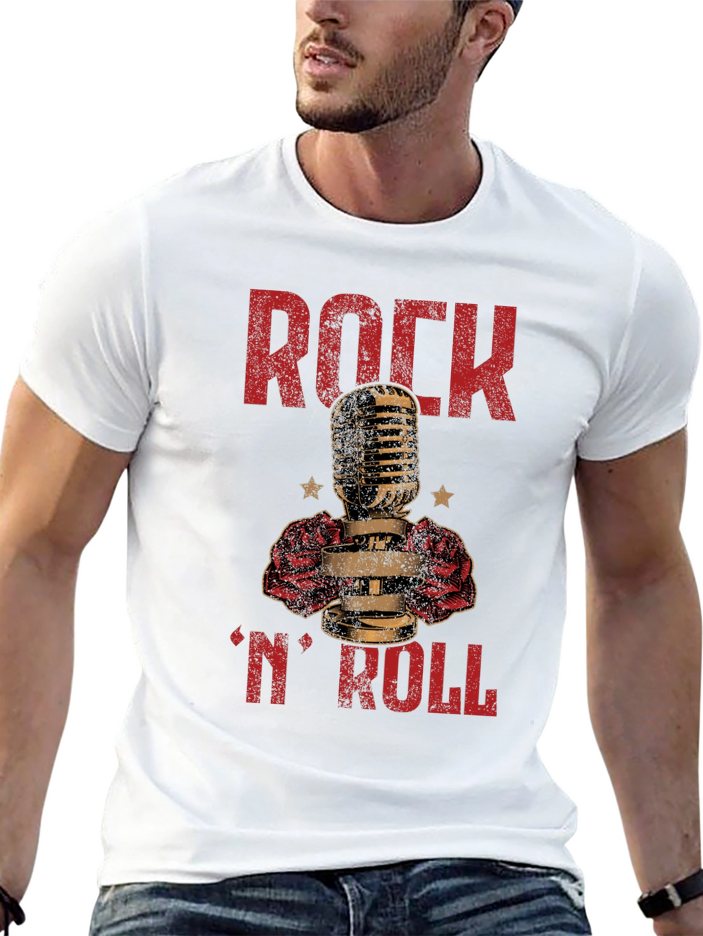 Rock N Roll Microphone Graphic T-Shirt