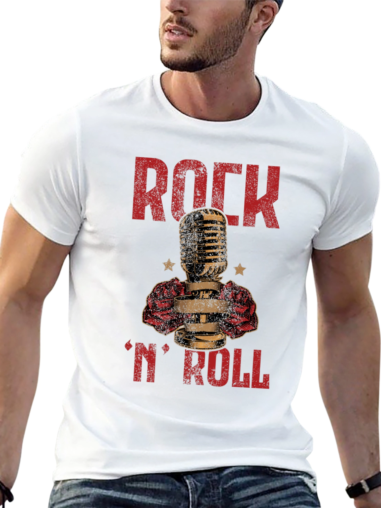 Rock N Roll Microphone Graphic T-Shirt