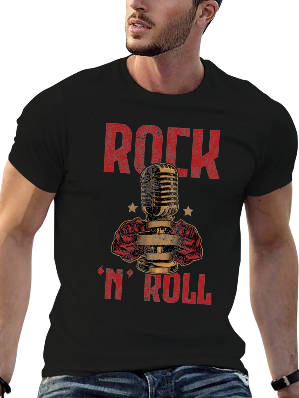 Rock N Roll Microphone Graphic T-Shirt