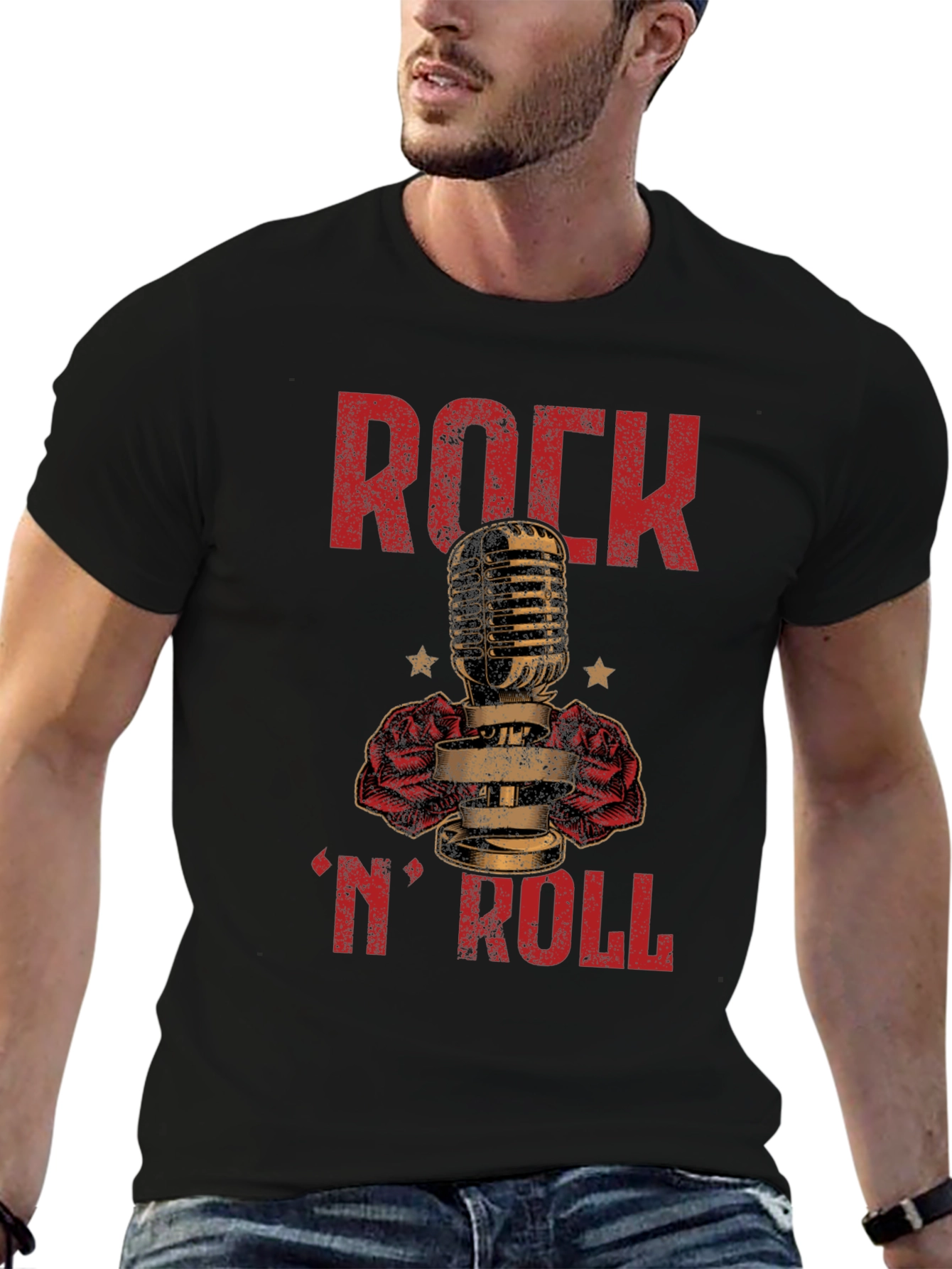 Rock N Roll Microphone Graphic T-Shirt