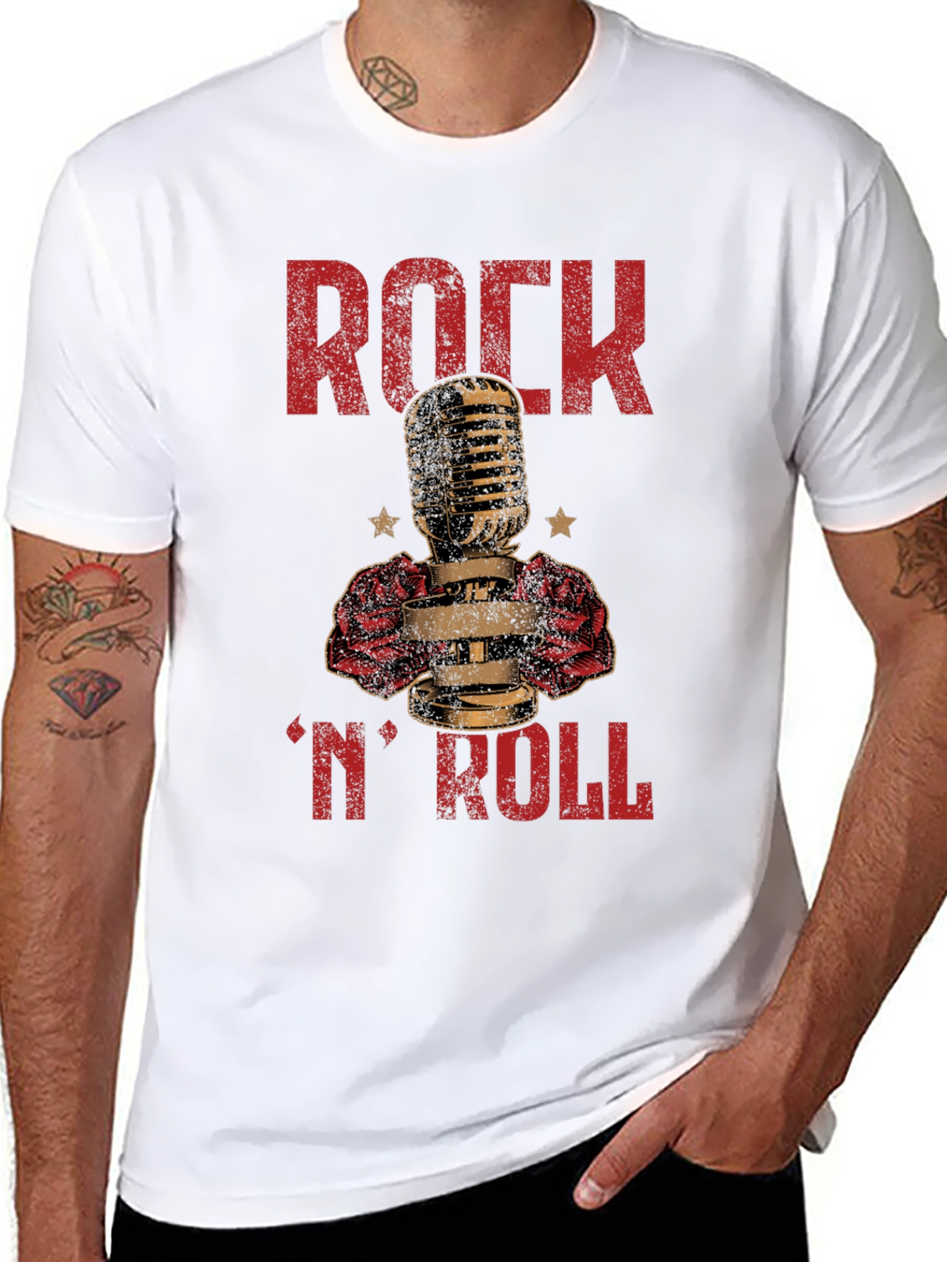 Rock N Roll Microphone Graphic T-Shirt