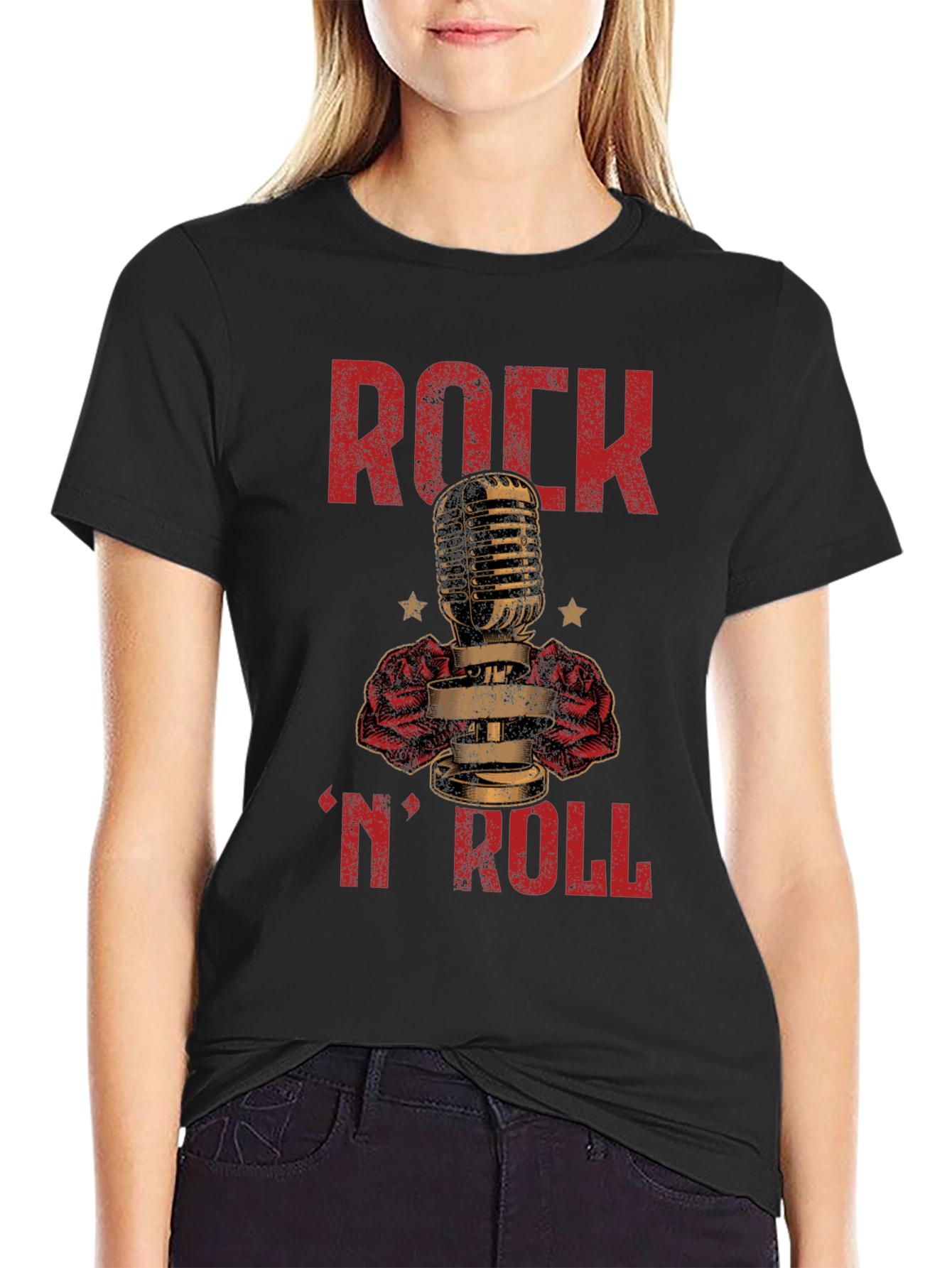 Rock N Roll Microphone Graphic T-Shirt