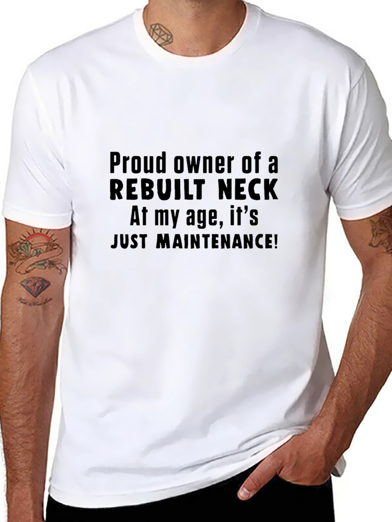 Rebuilt Neck T-Shirt Funny Aging Gift