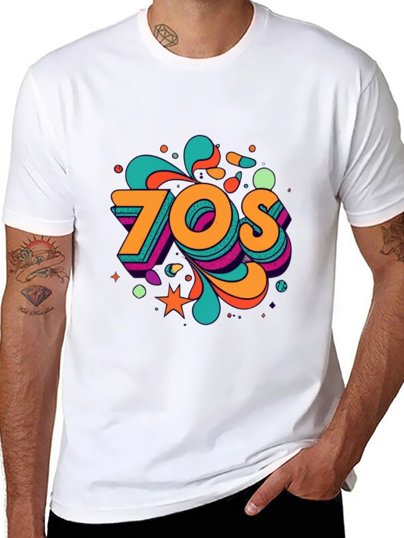 Retro 70s Graphic Tee - Vintage Style Black T-Shirt