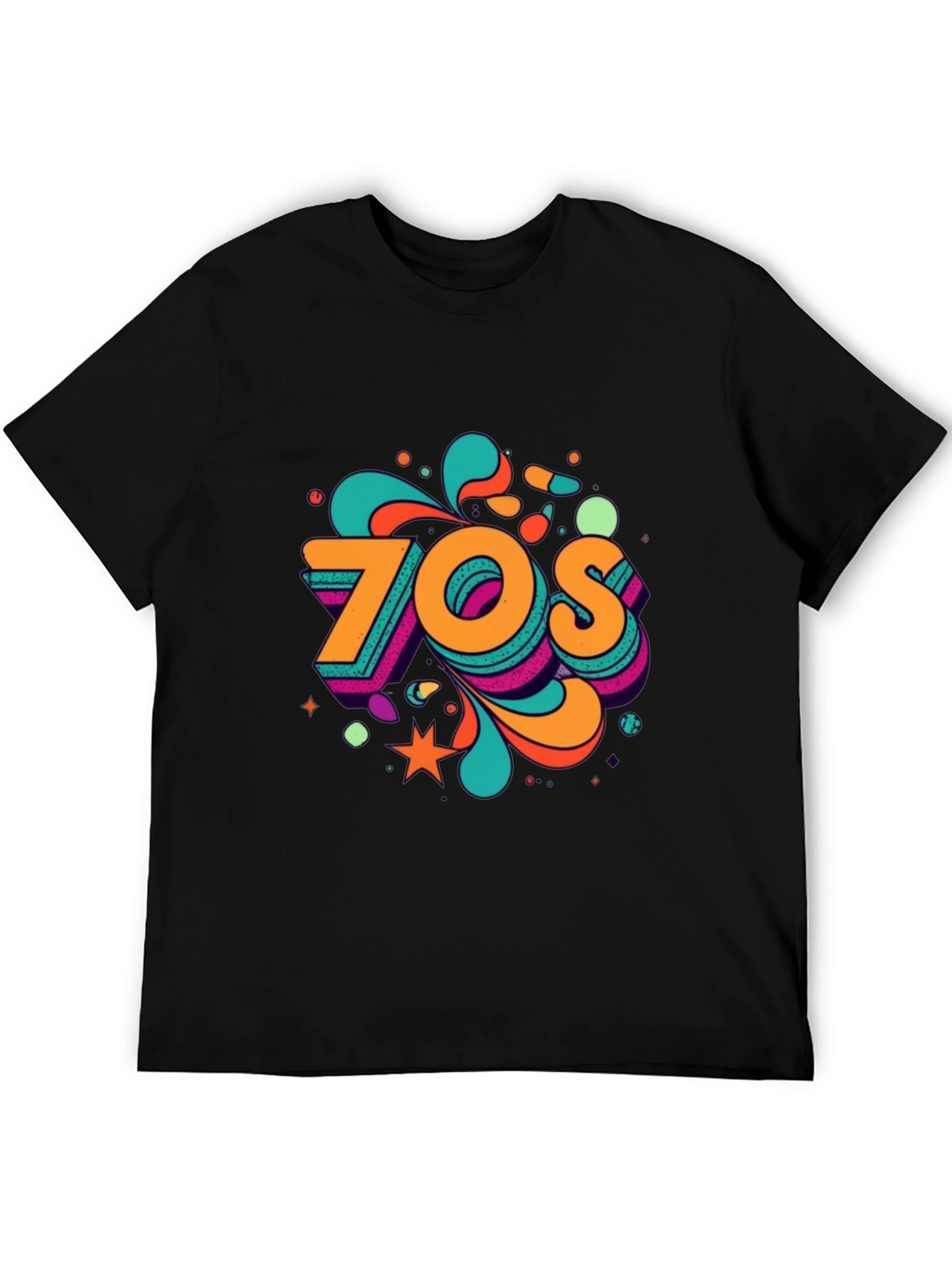 Retro 70s Graphic Tee - Vintage Style Black T-Shirt