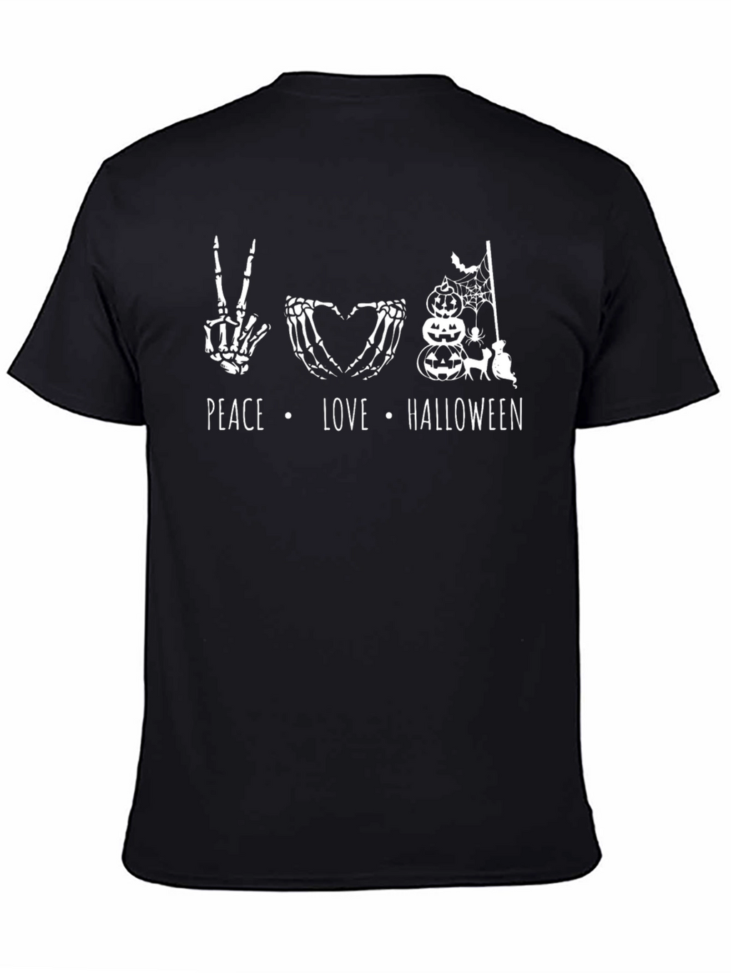 Peace Love Halloween Skeleton Graphic Tee