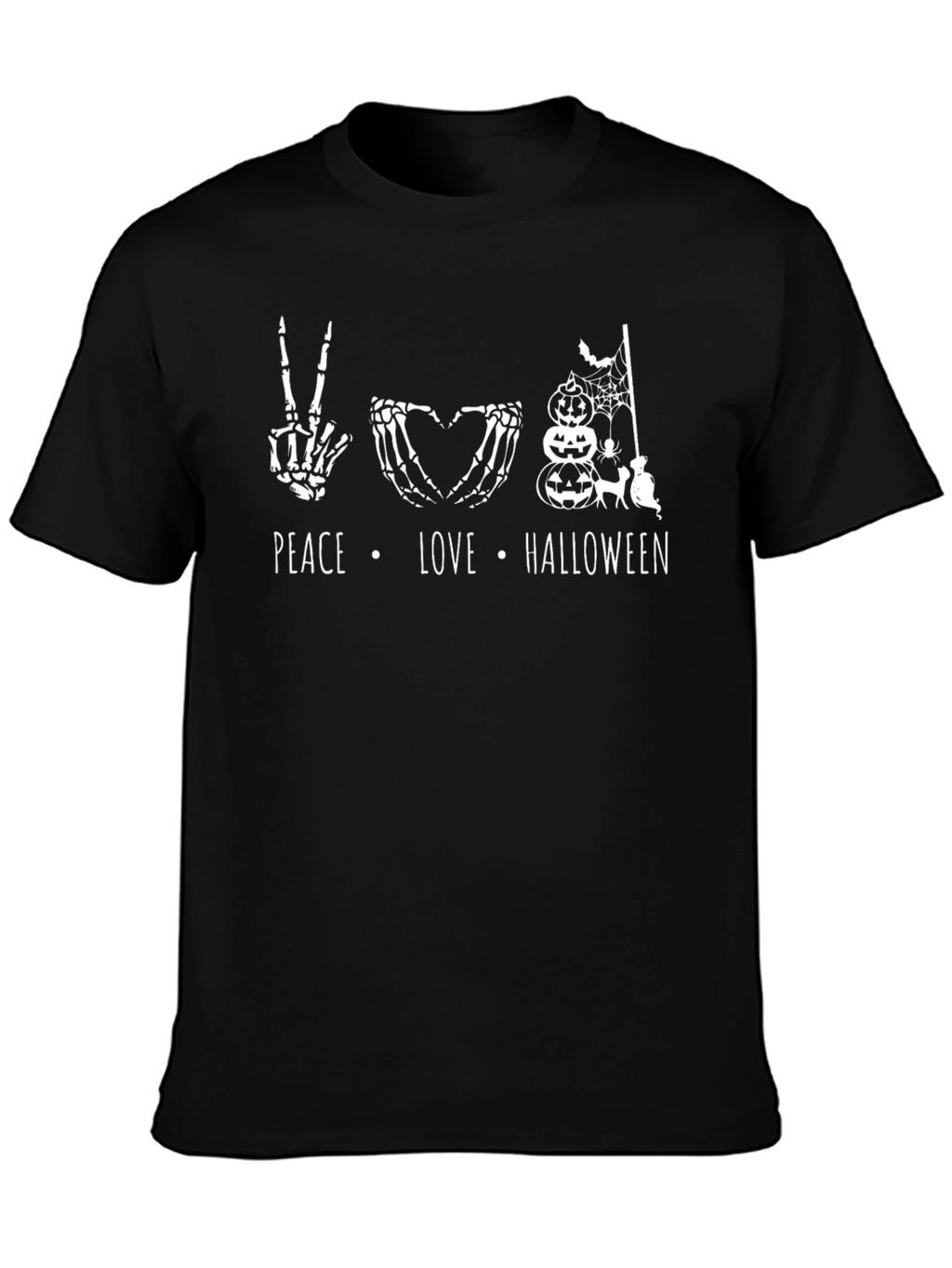 Peace Love Halloween Skeleton Graphic Tee