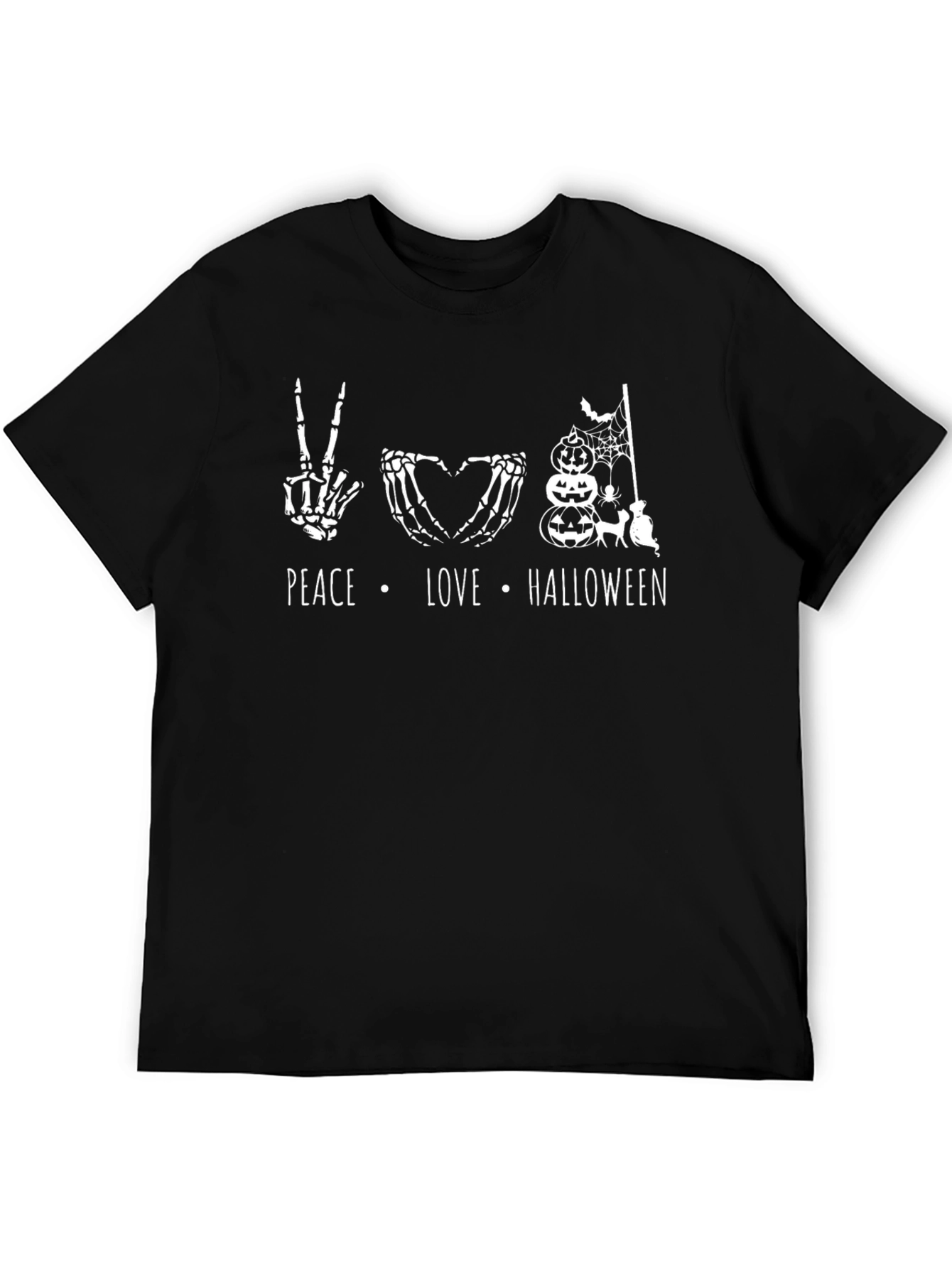 Peace Love Halloween Skeleton Graphic Tee