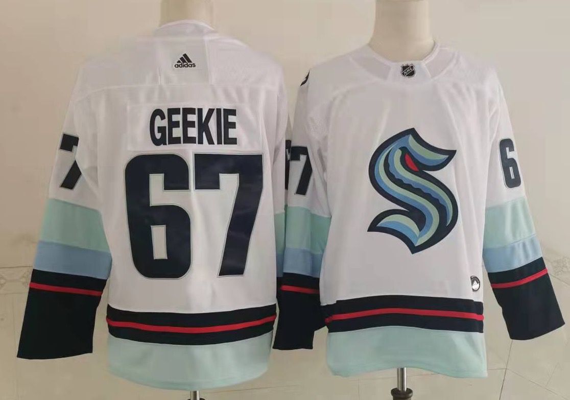 Men's Seattle Kraken Morgan Geekie #67 White Home Breakaway Player Jerseys