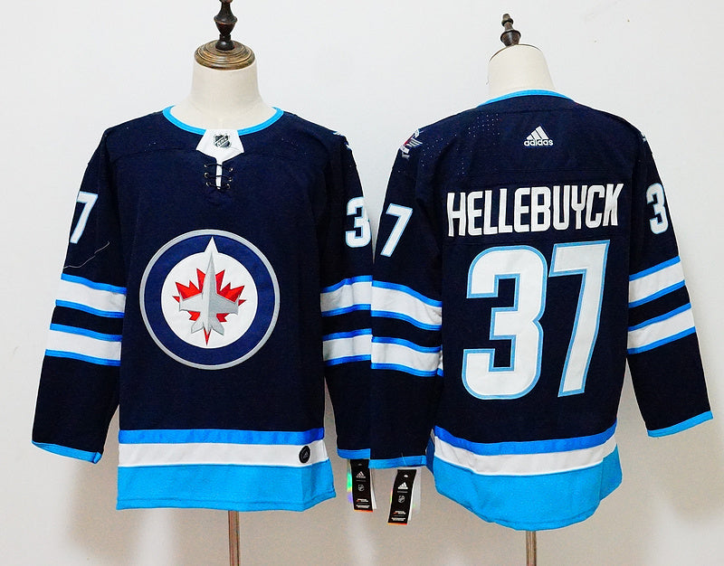 Men's Winnipeg Jets Connor Hellebuyck #37 Navy Home Breakaway Player Jerseys