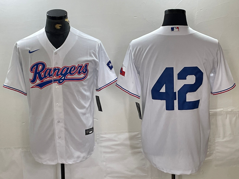Men's Texas Rangers #42 White 2024 Jackie Robinson Day Home Limited Jerseys