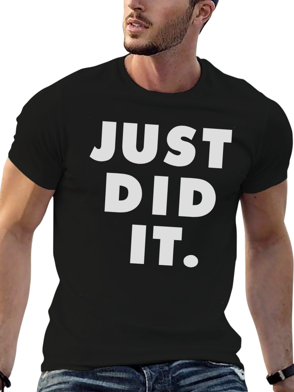 Just Did It Graphic Tee - Black Casual T-Shirt