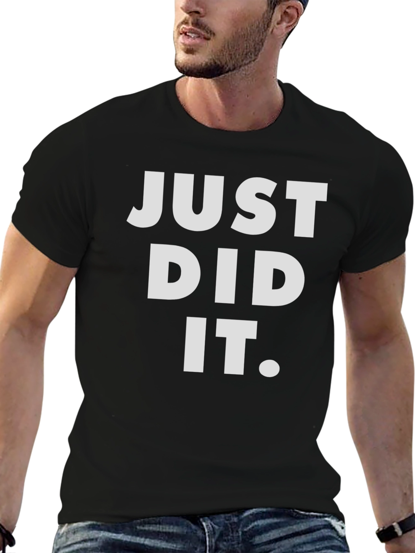 Just Did It Graphic Tee - Black Casual T-Shirt