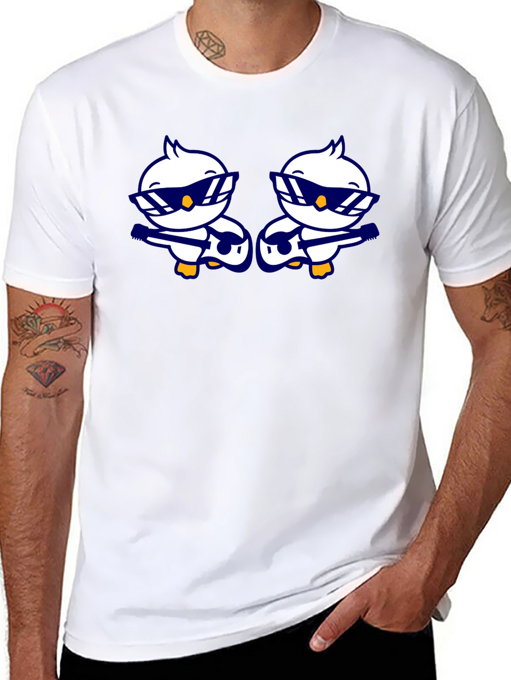 Cool Duck Guitarist Graphic Tee - Black