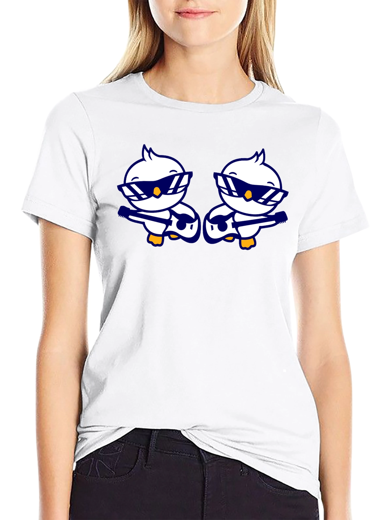 Cool Duck Guitarist Graphic Tee - Black