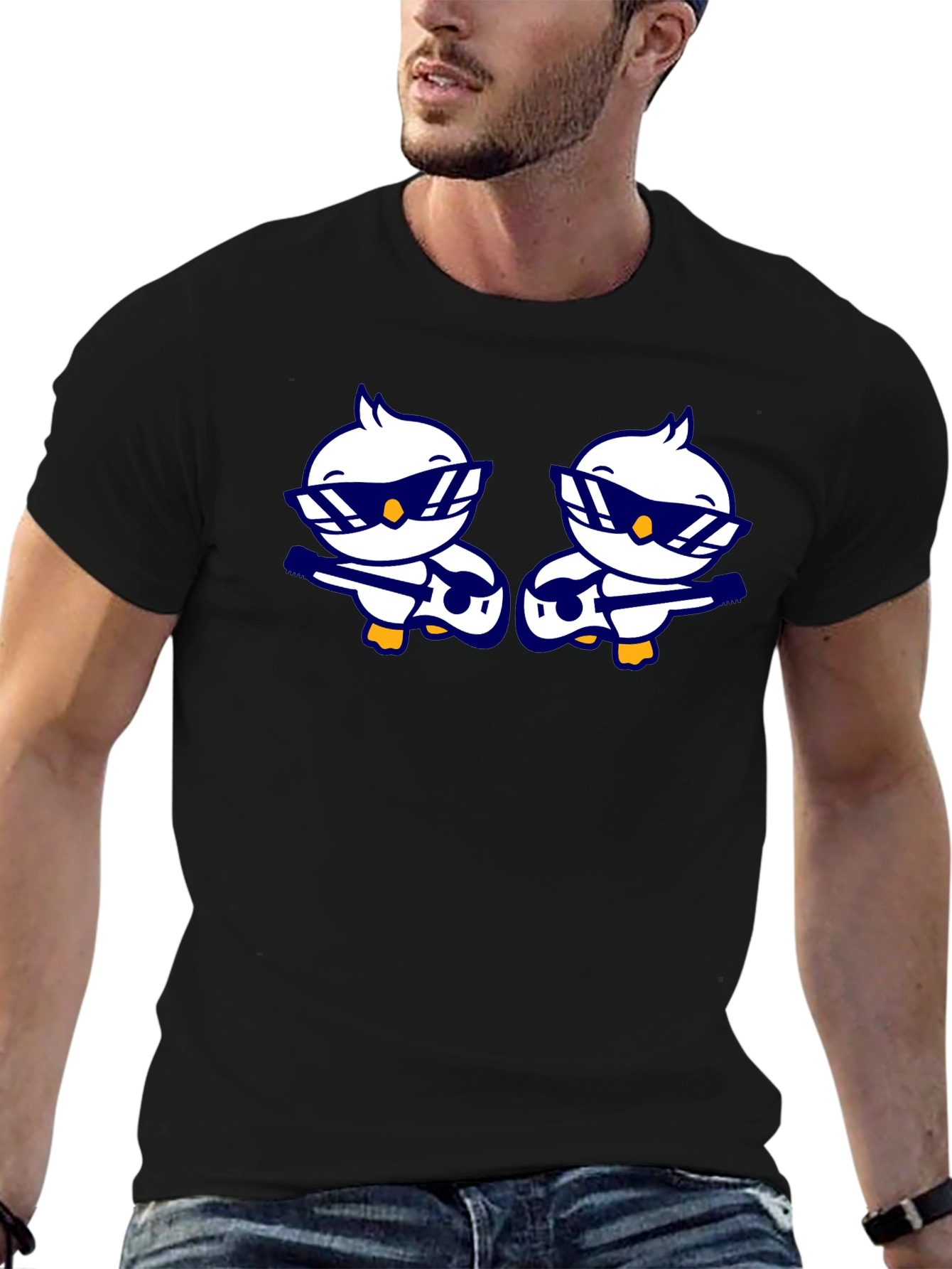Cool Duck Guitarist Graphic Tee - Black