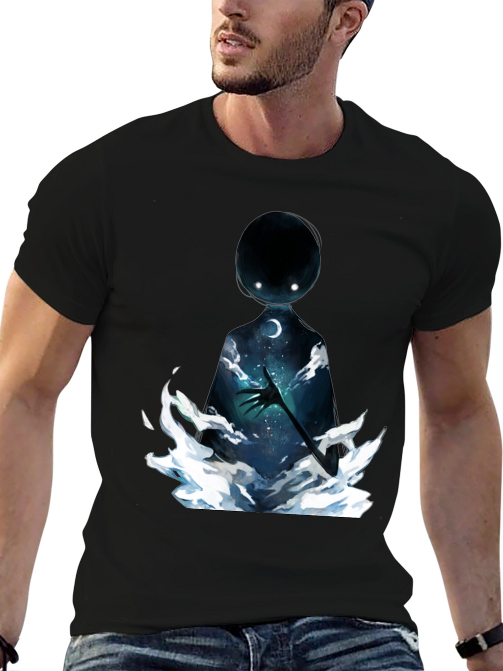 Unique Graphic Print Black T-Shirt