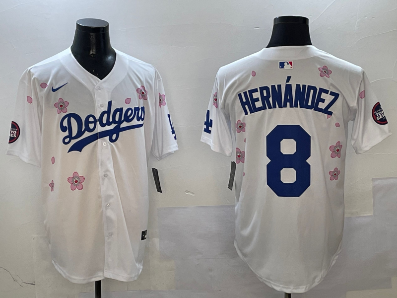 Men's Los Angeles Dodgers Enrique Hernandez #8 White Alternate Replica Player Jerseys
