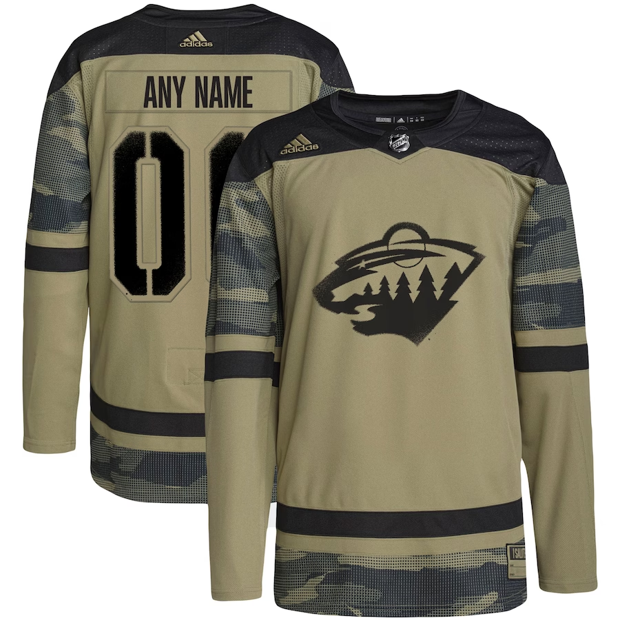 Men's Minnesota Wild Camo Military Appreciation Team Authentic Custom Practice Jerseys