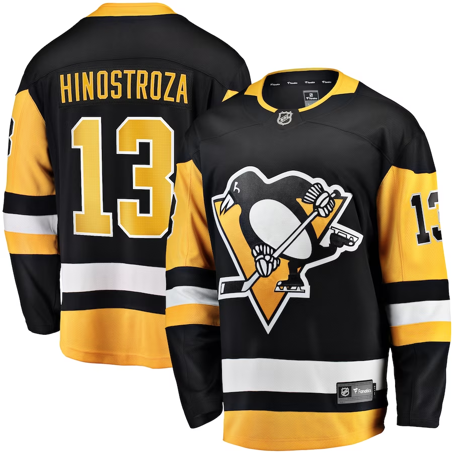 Men's Pittsburgh Penguins Vinnie Hinostroza #13 Black Player Game Jerseys
