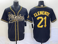 Men's Pittsburgh Pirates Roberto Clemente #21 Black Replica Team Jerseys Joint Edition