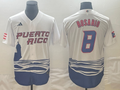 Men's 2023 World Baseball Classic #8 Eddie Rosario Puerto Rico White Jerseys