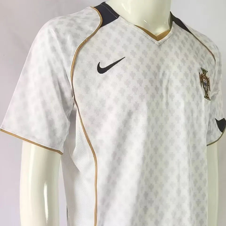 2014 Portugal Away White Retro Soccer Jersey Detail 2