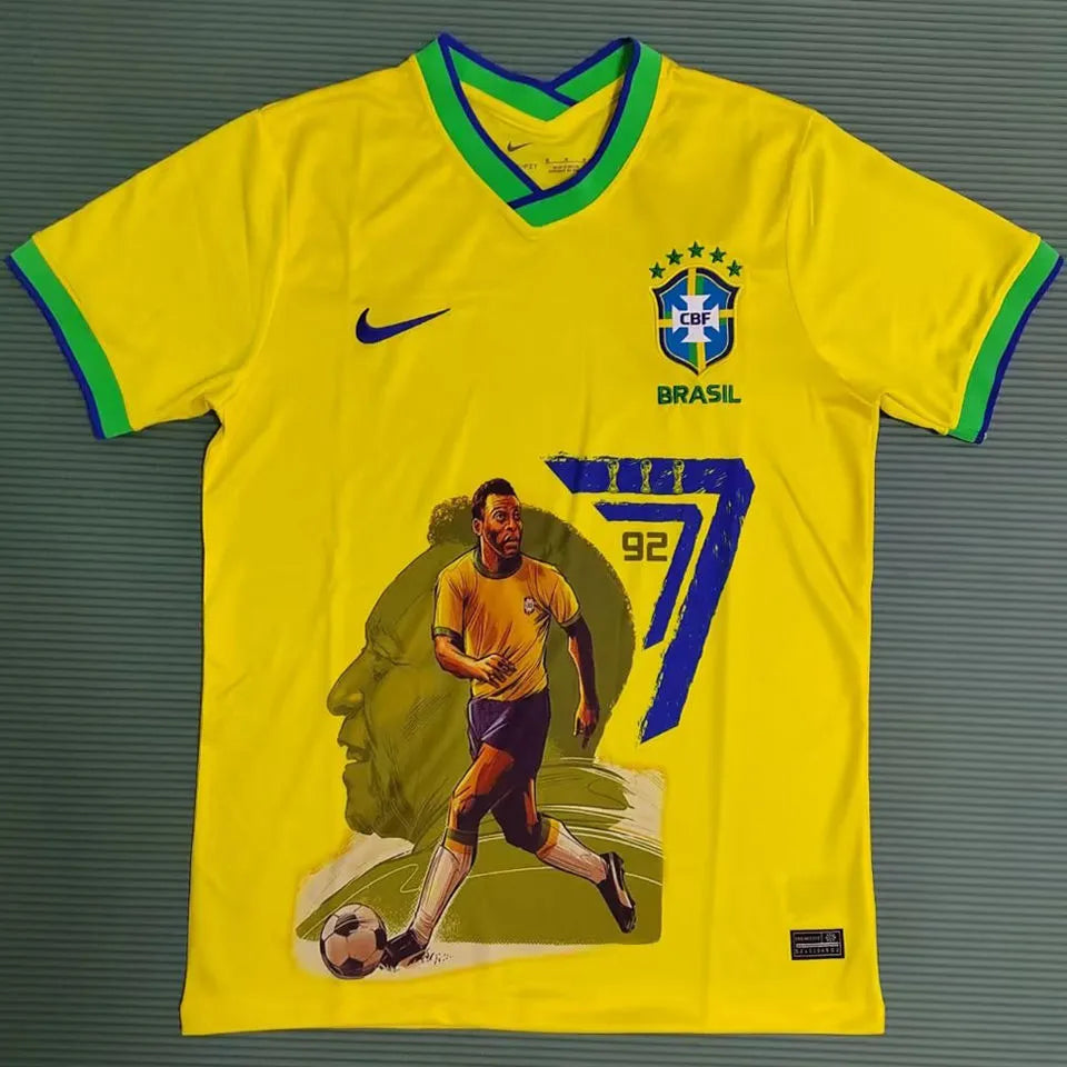 2023 Brazil PELE Special Edition Yellow Fans Jersey Front