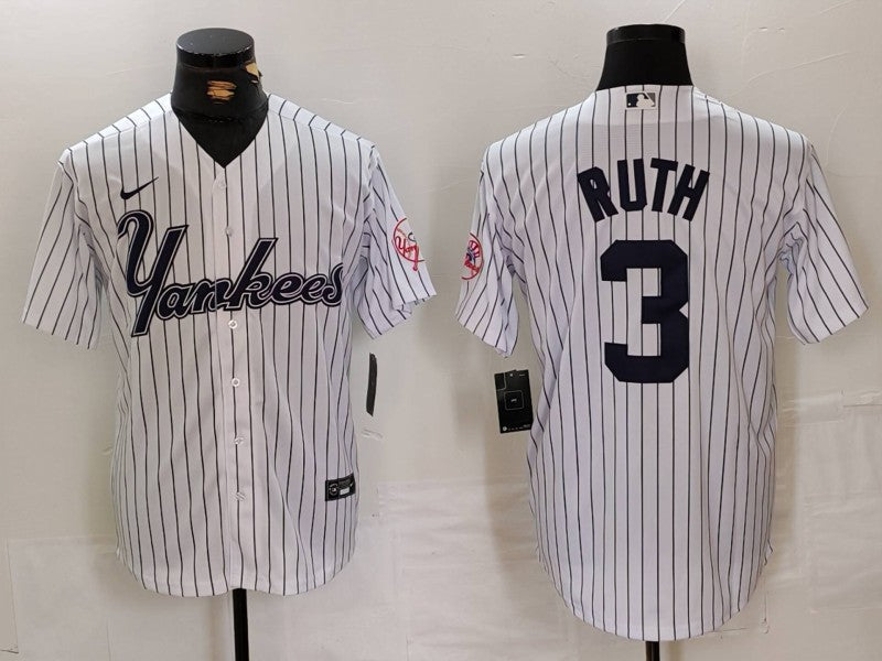 Men's New York Yankees Babe Ruth White Replica Player Jerseys