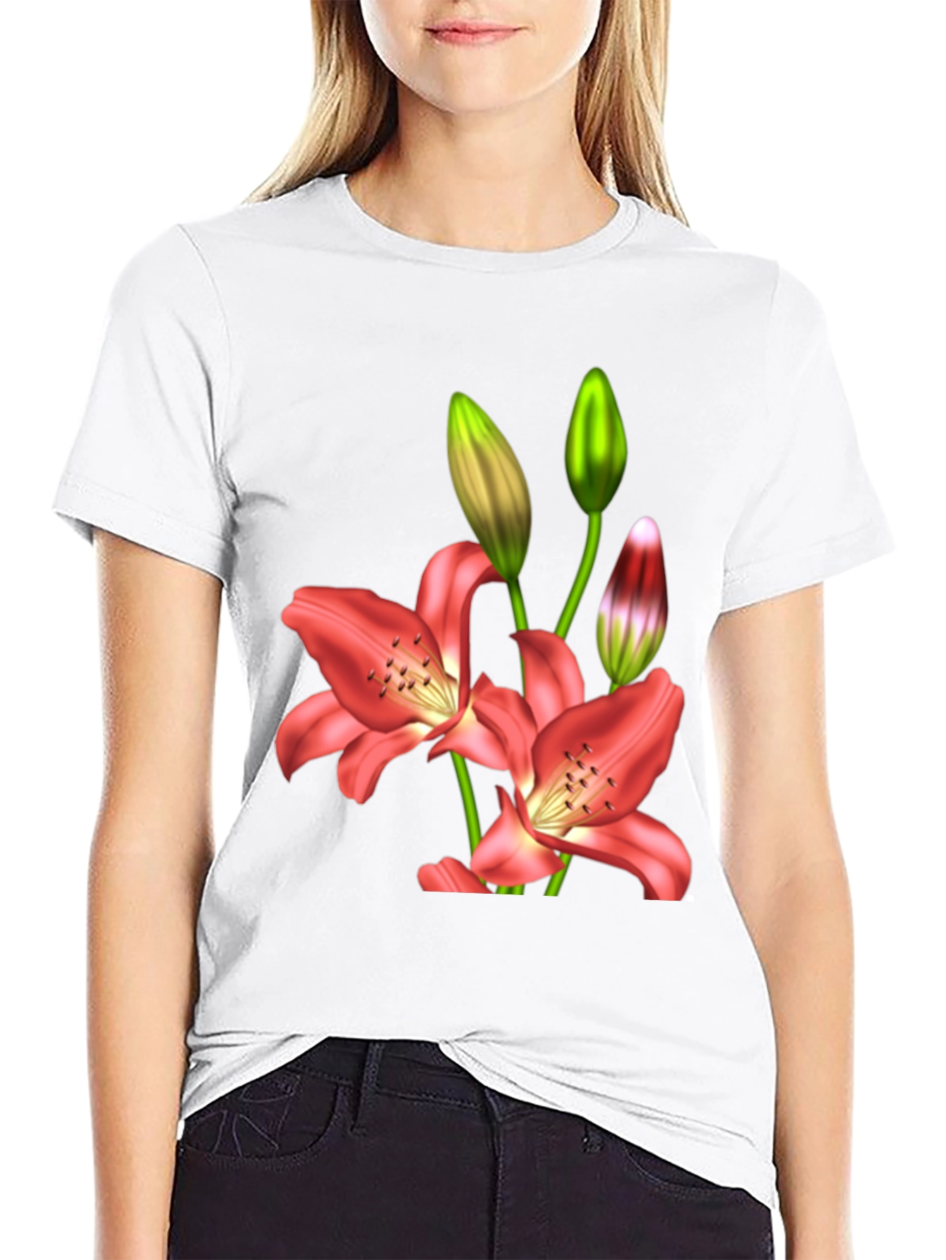 Floral Lily Print T-Shirt