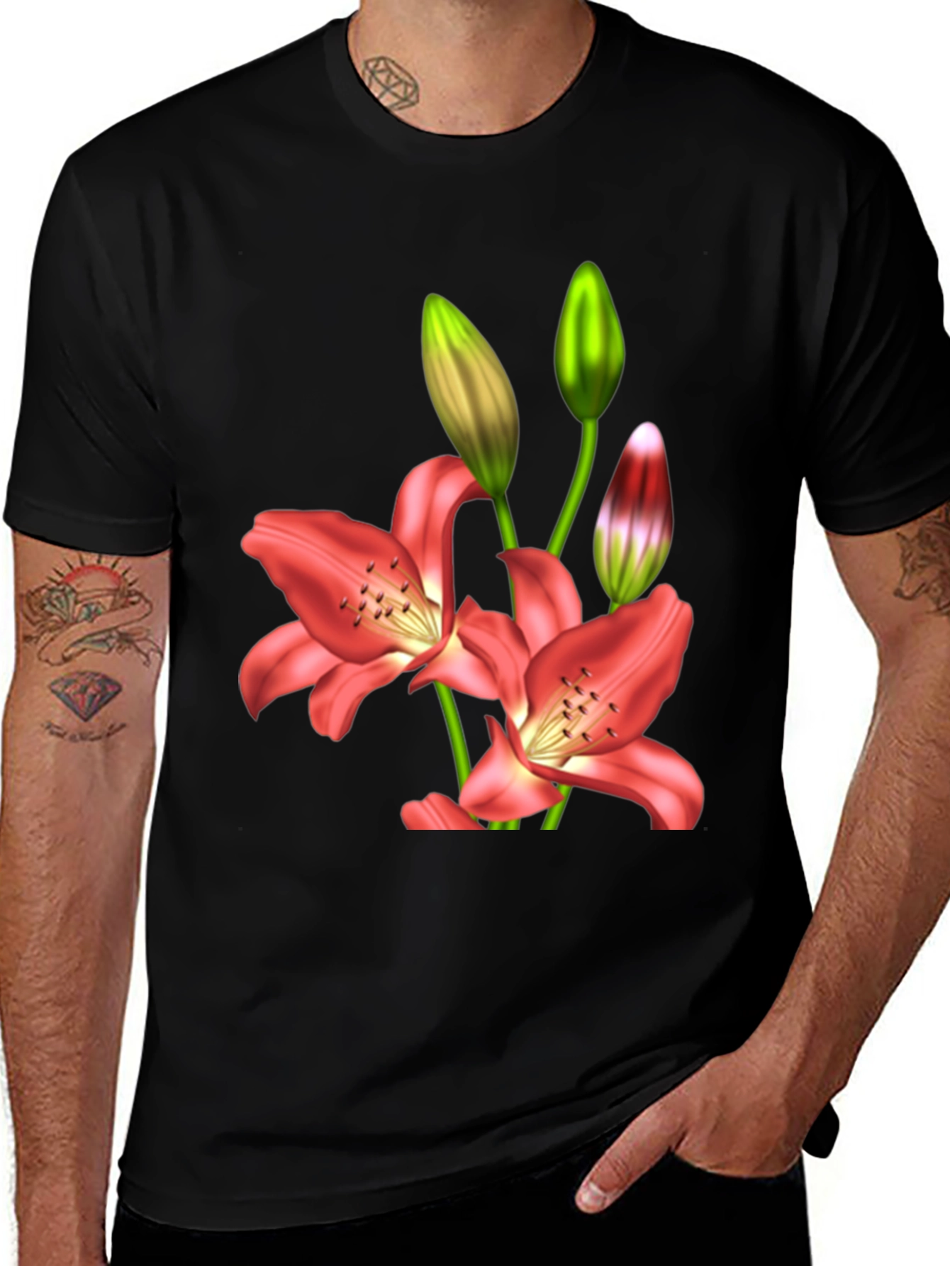 Floral Lily Print T-Shirt