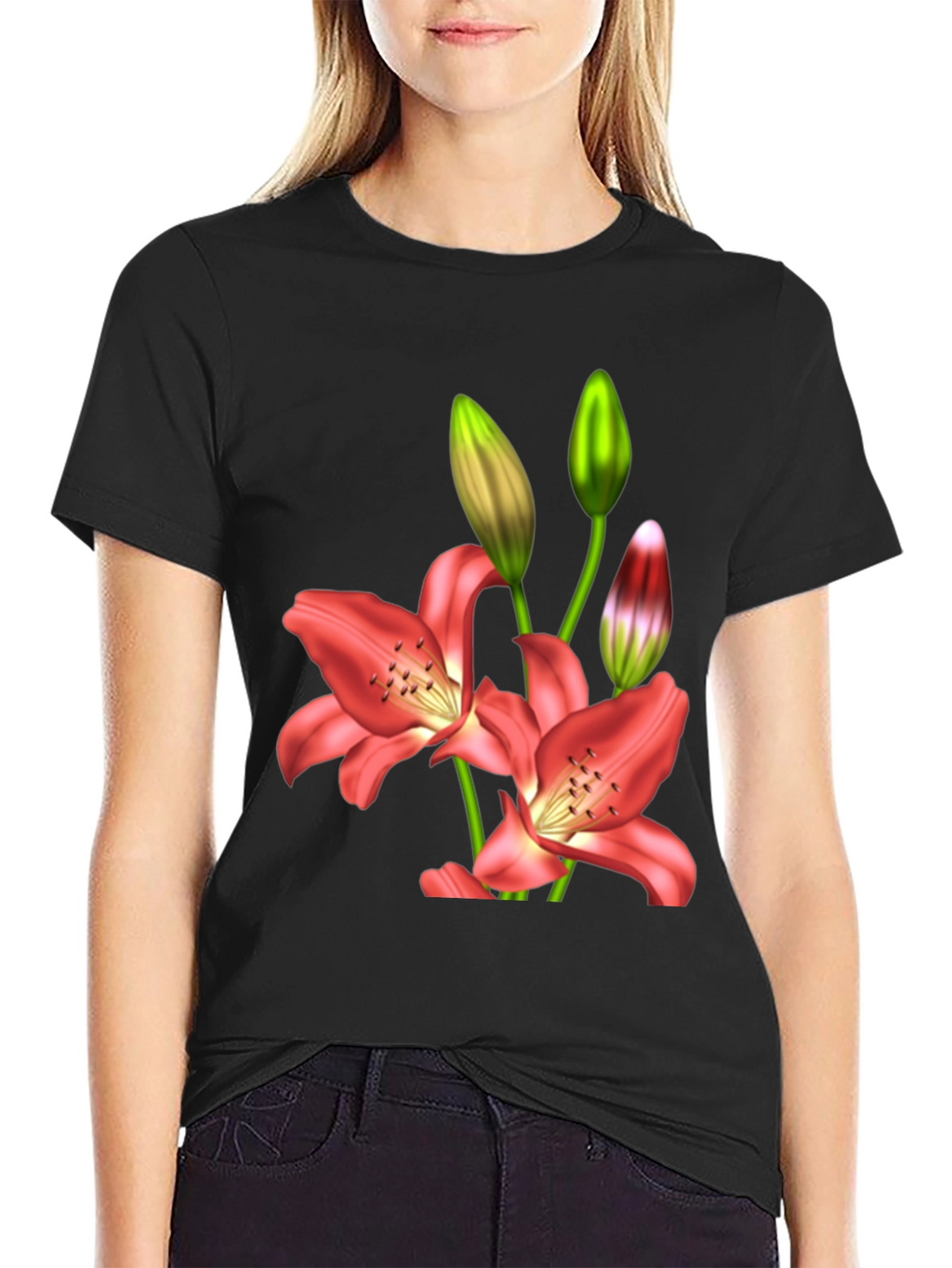 Floral Lily Print T-Shirt