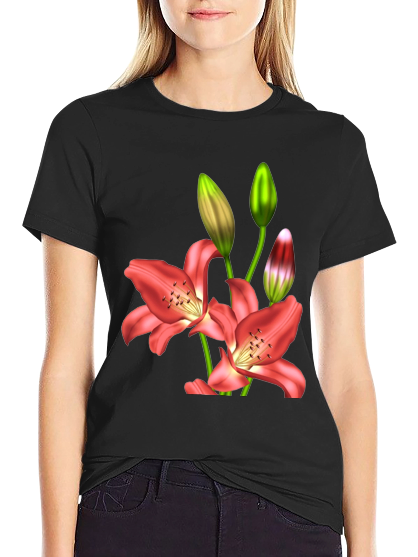 Floral Lily Print T-Shirt