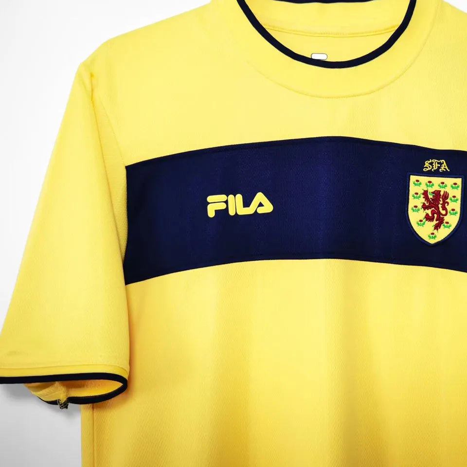 2002 Scotland Away Yellow Retro Soccer Jersey Detail 2