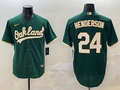 Men's Oakland Athletics Rickey Henderson #24 Green Replica Team Jerseys