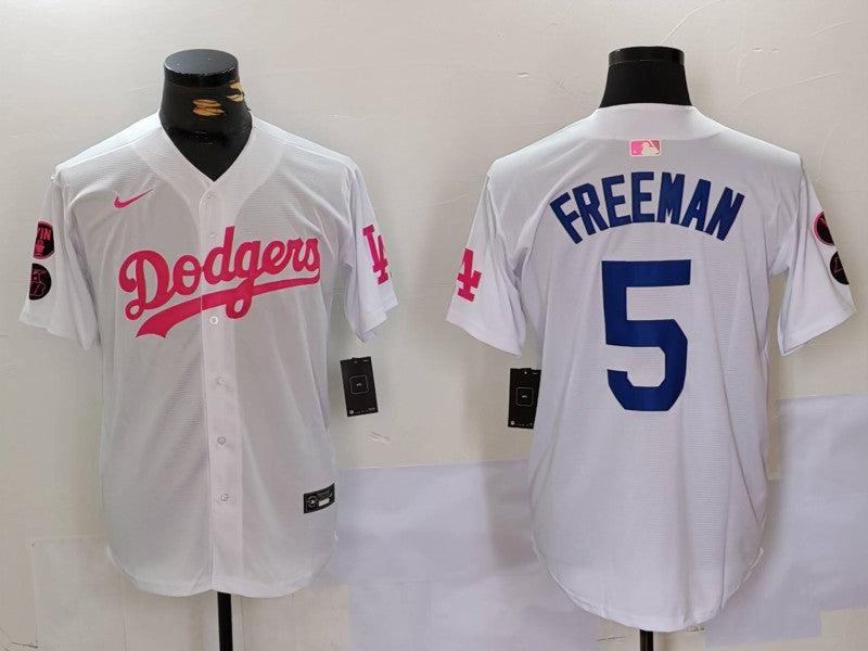 Men's Los Angeles Dodgers Freddie Freeman #5 White Limited Game Player Jerseys