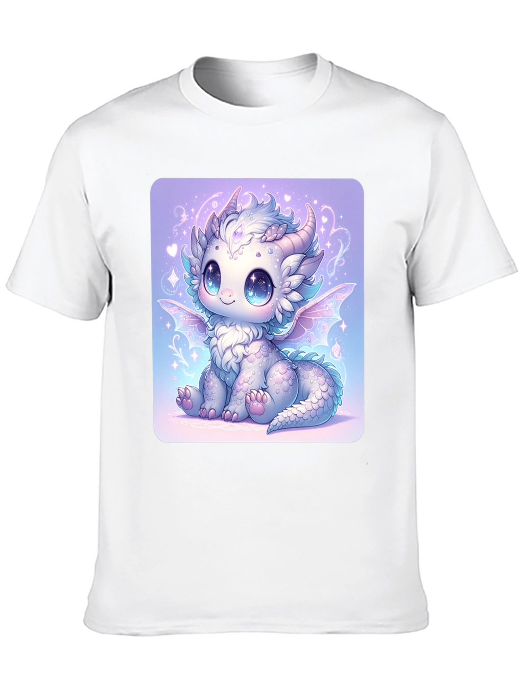 Cute Dragon Graphic Tee - Black Cotton T-Shirt
