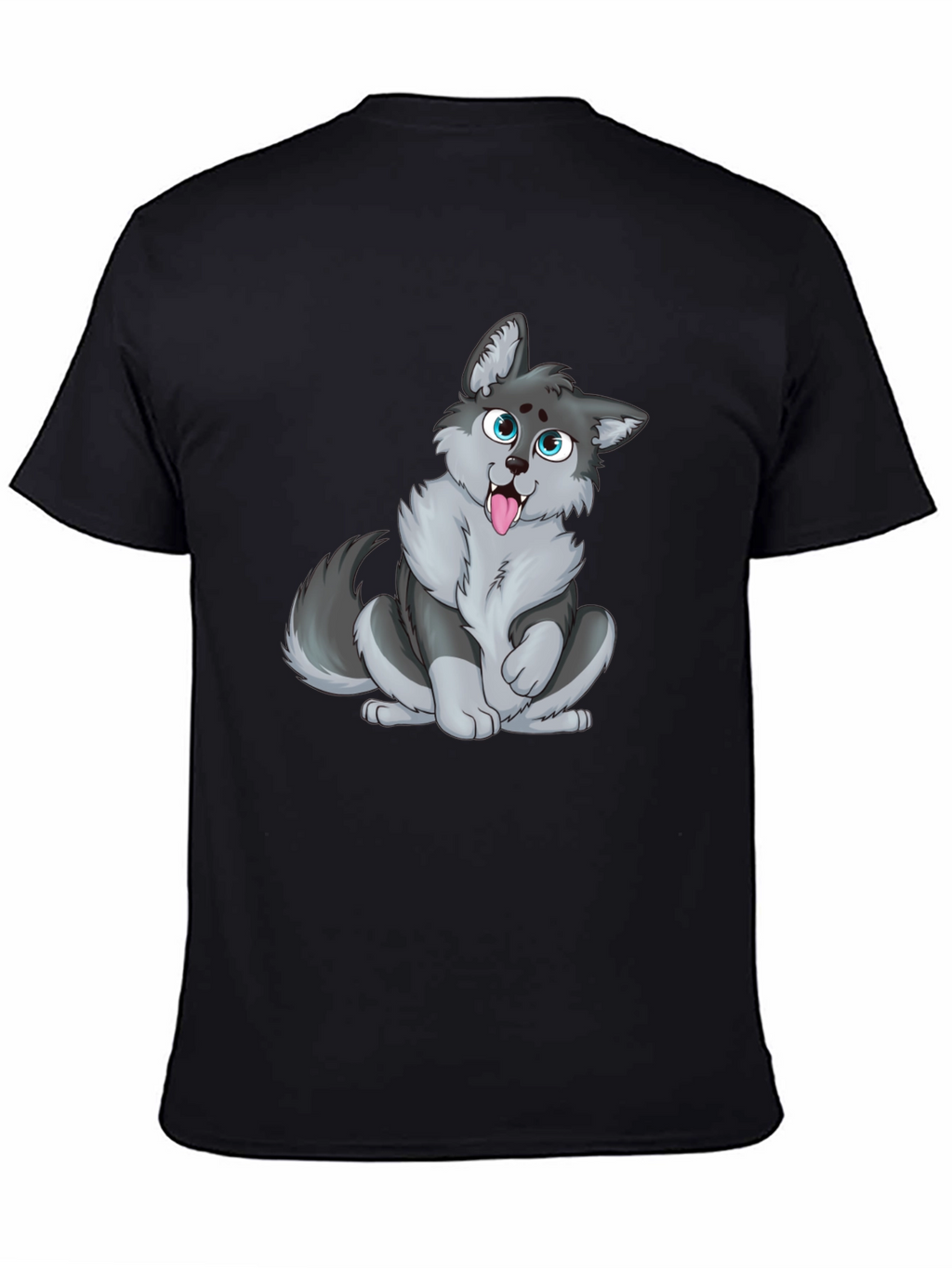 Cute Cartoon Wolf Graphic T-Shirt - Unisex