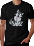 Cute Cartoon Wolf Graphic T-Shirt - Unisex
