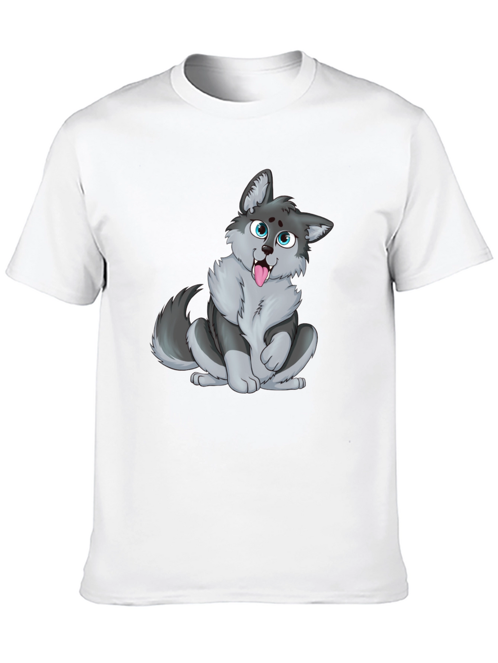 Cute Cartoon Wolf Graphic T-Shirt - Unisex