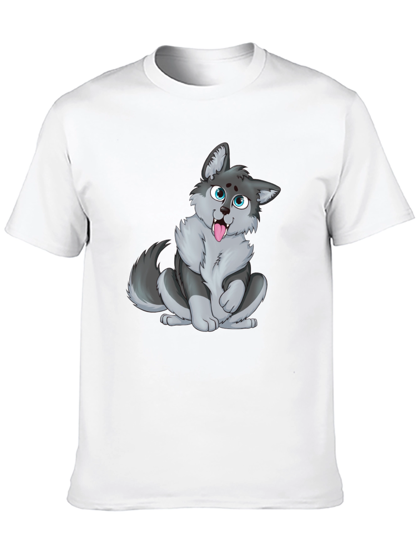 Cute Cartoon Wolf Graphic T-Shirt - Unisex
