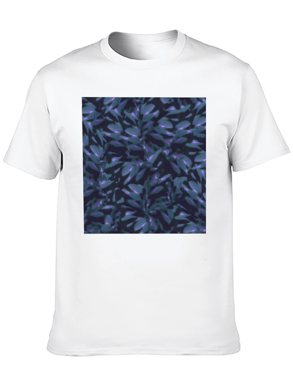 Black T-Shirt with Leaf Pattern Graphic