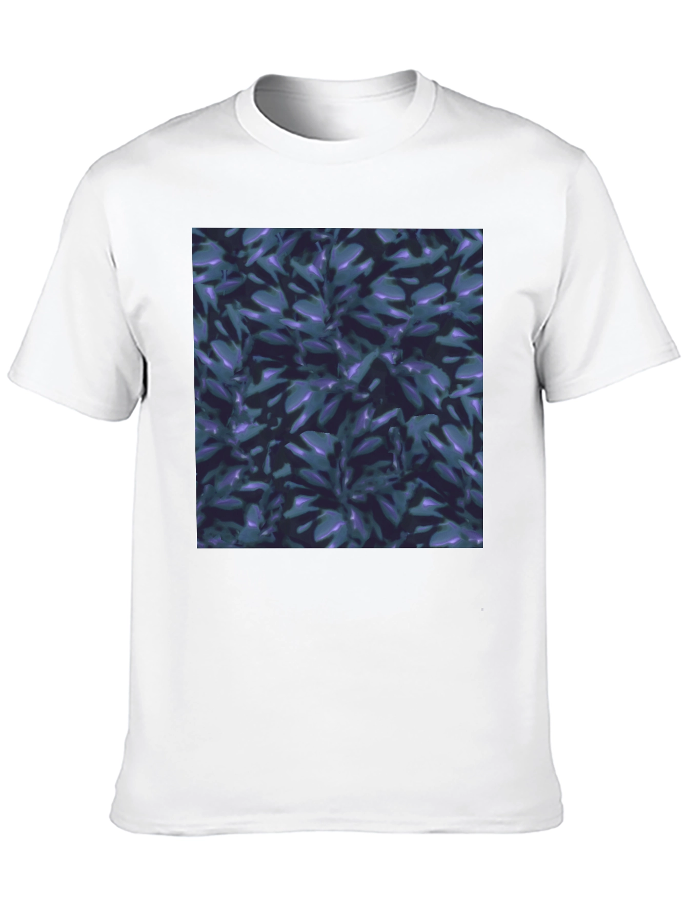 Black T-Shirt with Leaf Pattern Graphic