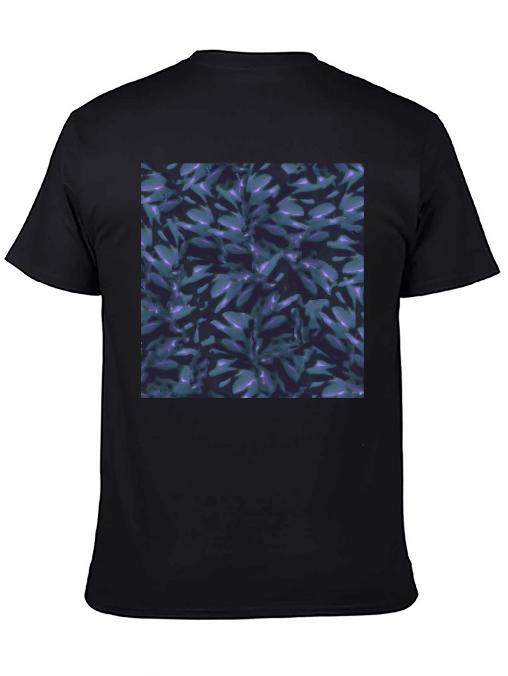 Black T-Shirt with Leaf Pattern Graphic