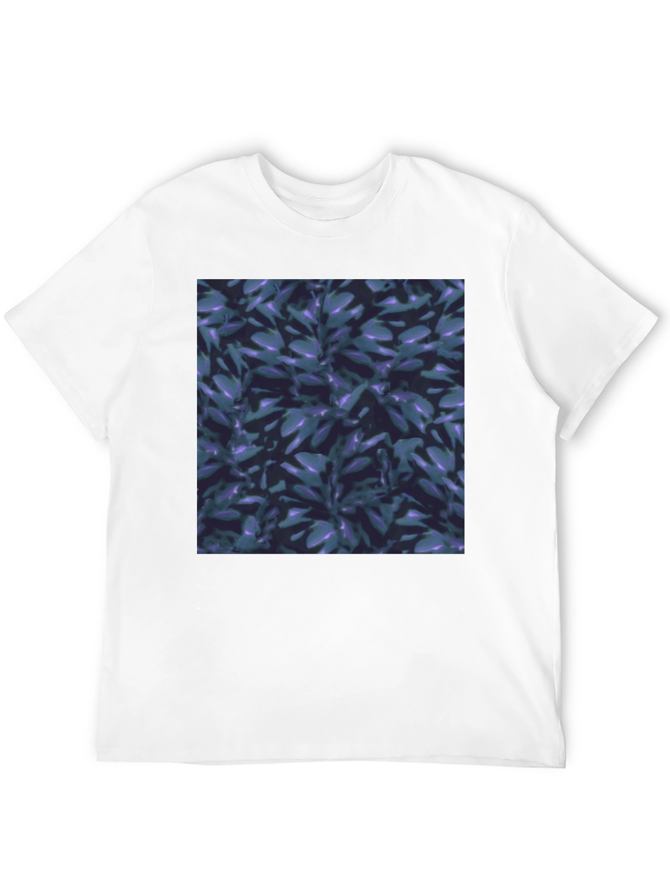 Black T-Shirt with Leaf Pattern Graphic