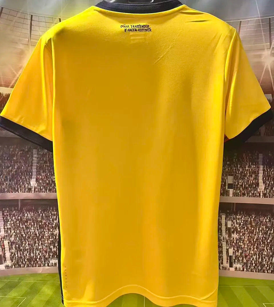 2026/27 Ecuador Home Yellow Fans Soccer Jersey (Have Right Patch 有右臂章 黑底白字） Detail 1